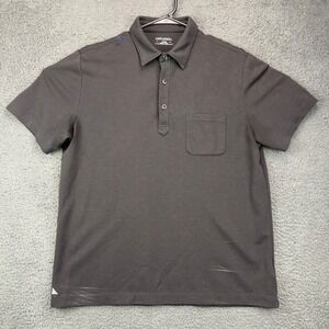 UNTUCKit Mens Large Dark Gray Pima Cotton Blend Short Sleeve Polo Shirt Pocket